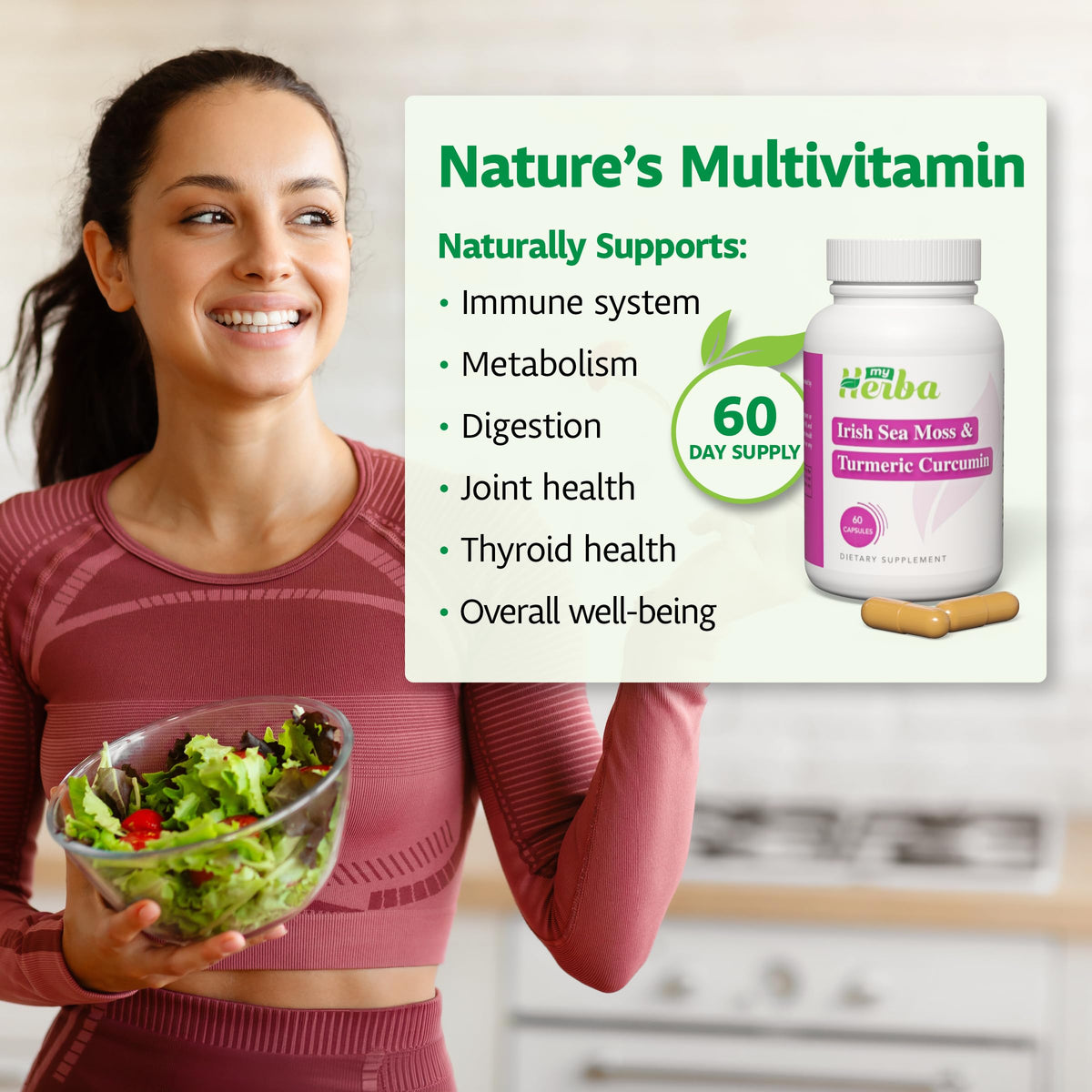 MyHerba Organic Sea Moss & Turmeric Joint Support - 60 Capsules - image 3