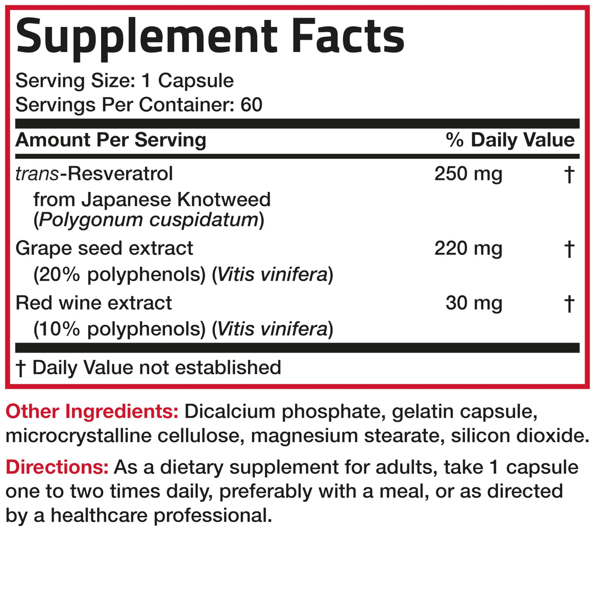 Bronson Resveratrol 500 Complex Red Wine Extract Natural Antioxidant