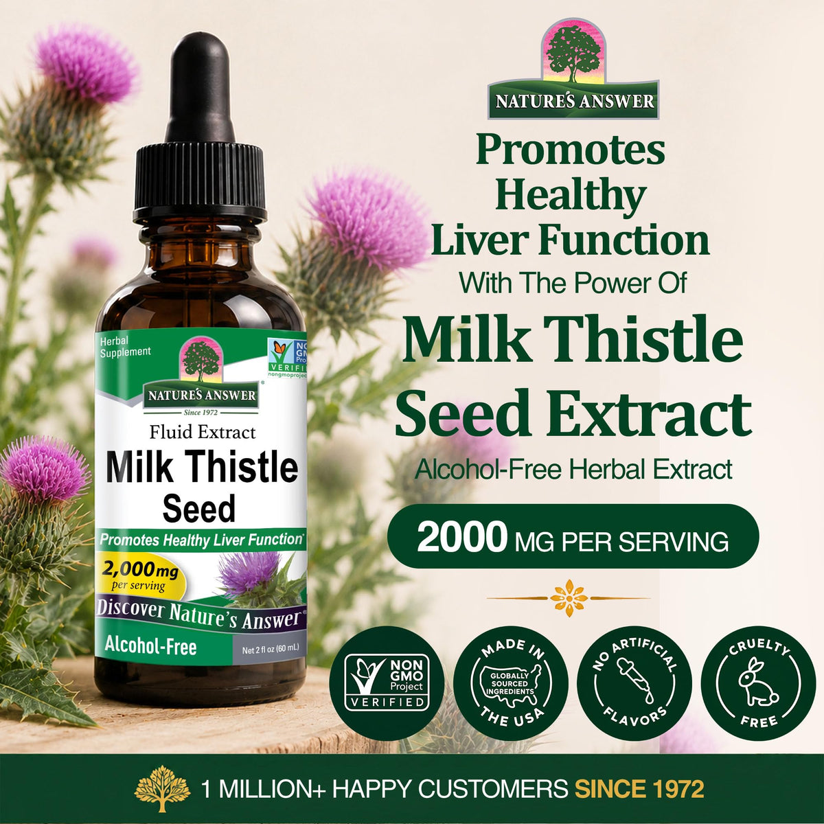 Nature's Answer Milk Thistle 2000mg Extract - 2 Fl Oz - image 2