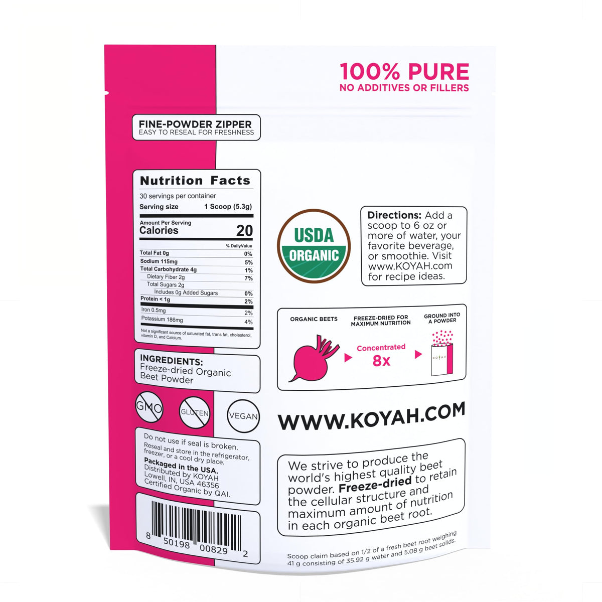 KOYAH Organic Beet Powder Freeze-Dried - 30 Servings - image 2