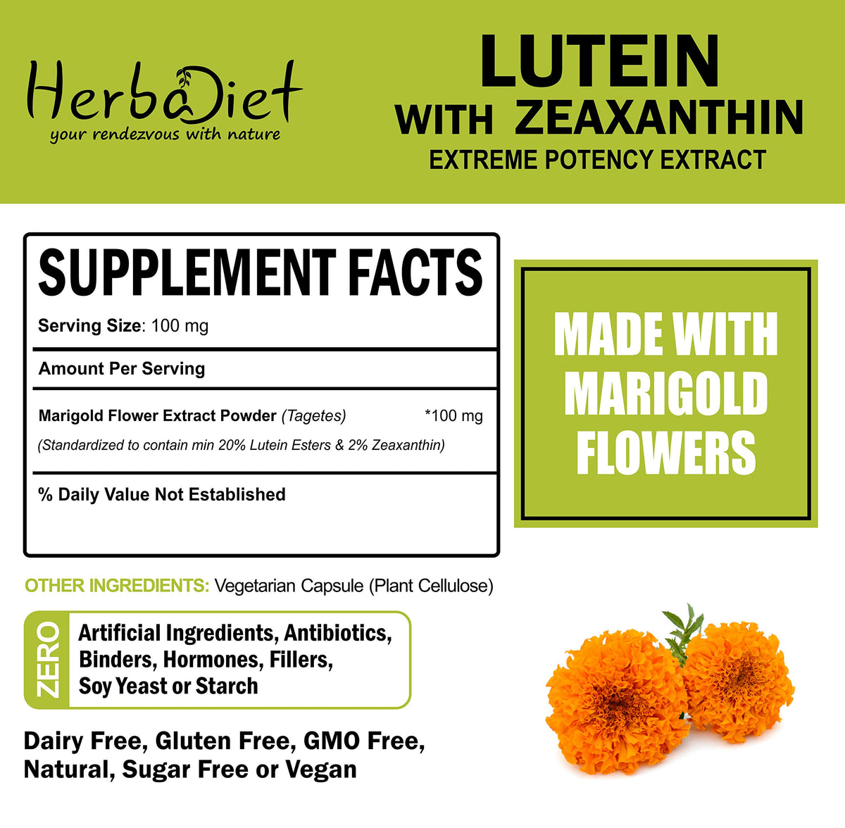 Herbadiet Lutein 5% with Zeaxanthin Eye Health Powder - 50g - image 5
