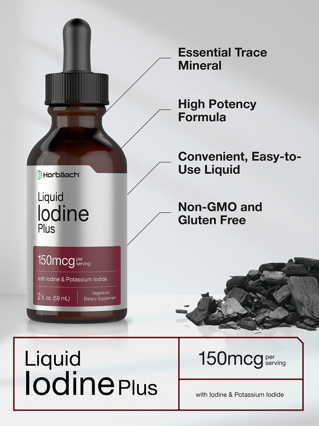 Horbäach Iodine Liquid Drops 150 mcg - 2 fl oz - image 3