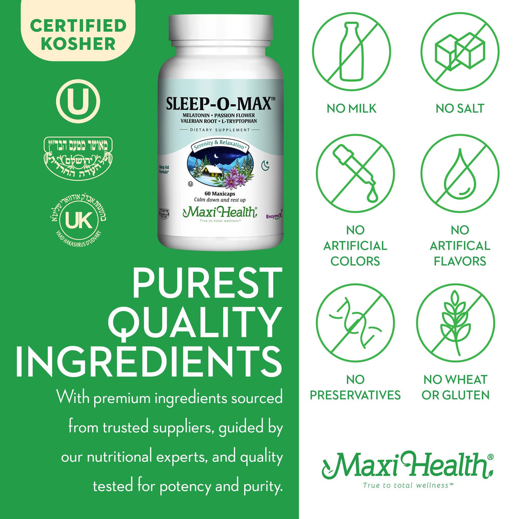 Maxi Health Sleep-O-Max with Valerian Root & Melatonin - 60 Capsules - image 6