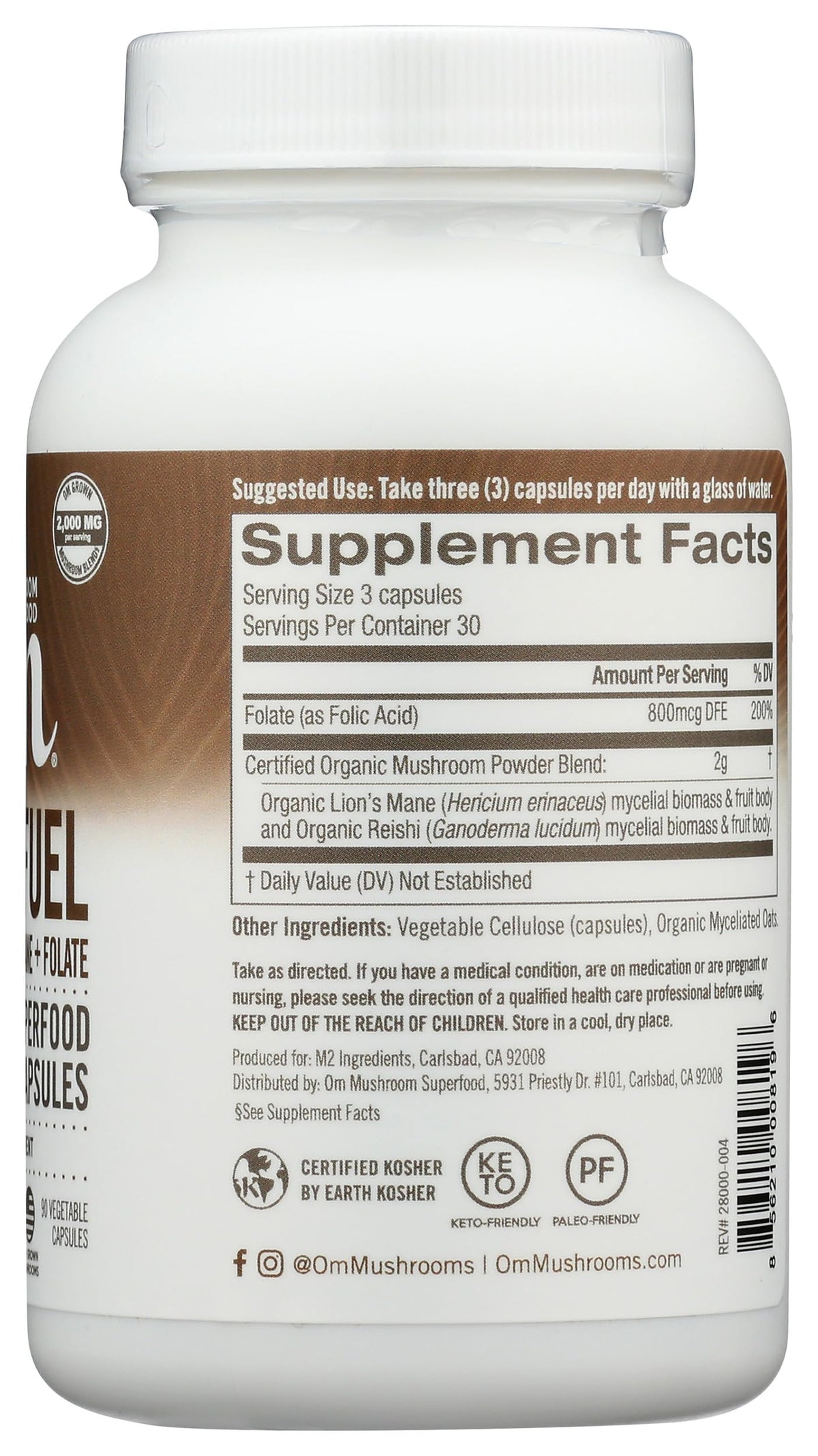 OM MUSHROOM SUPERFOOD Brain Fuel Mushroom Powder Capsules - 90 Count - image 5