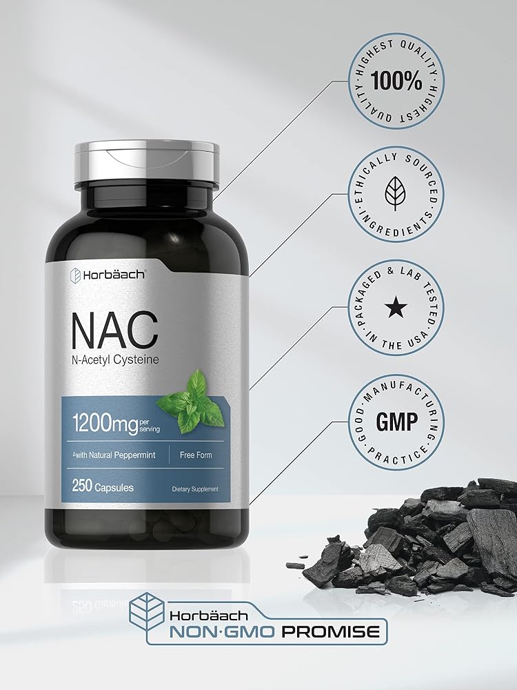 Horbäach NAC N-Acetyl Cysteine 1200mg - 250 Capsules - image 5
