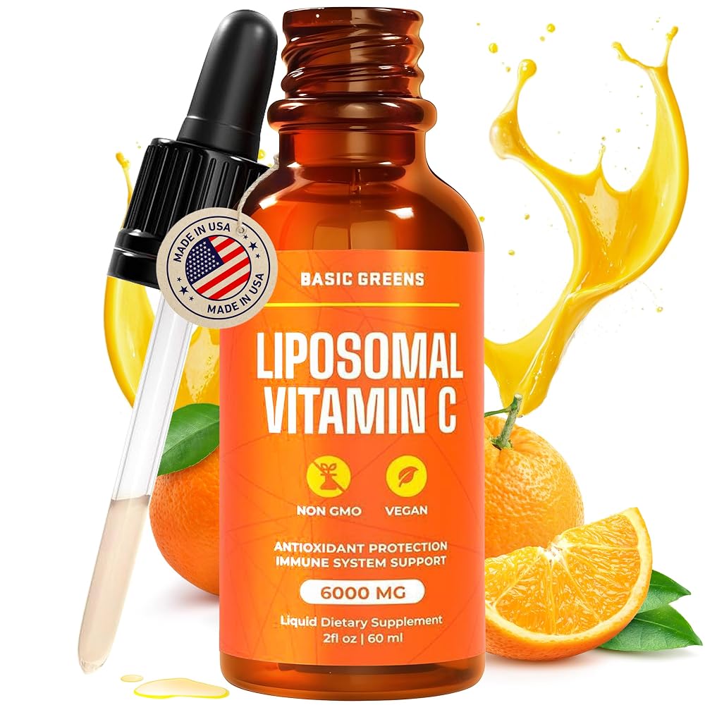 BASIC GREENS Vitamin C Liposomal Liquid 6000mg for Immune Support