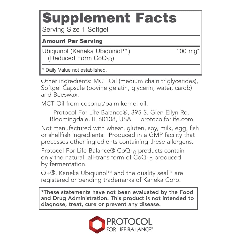 PROTOCOL FOR LIFE BALANCE Ubiquinol 100 mg Heart Support - 60 Softgels - image 2