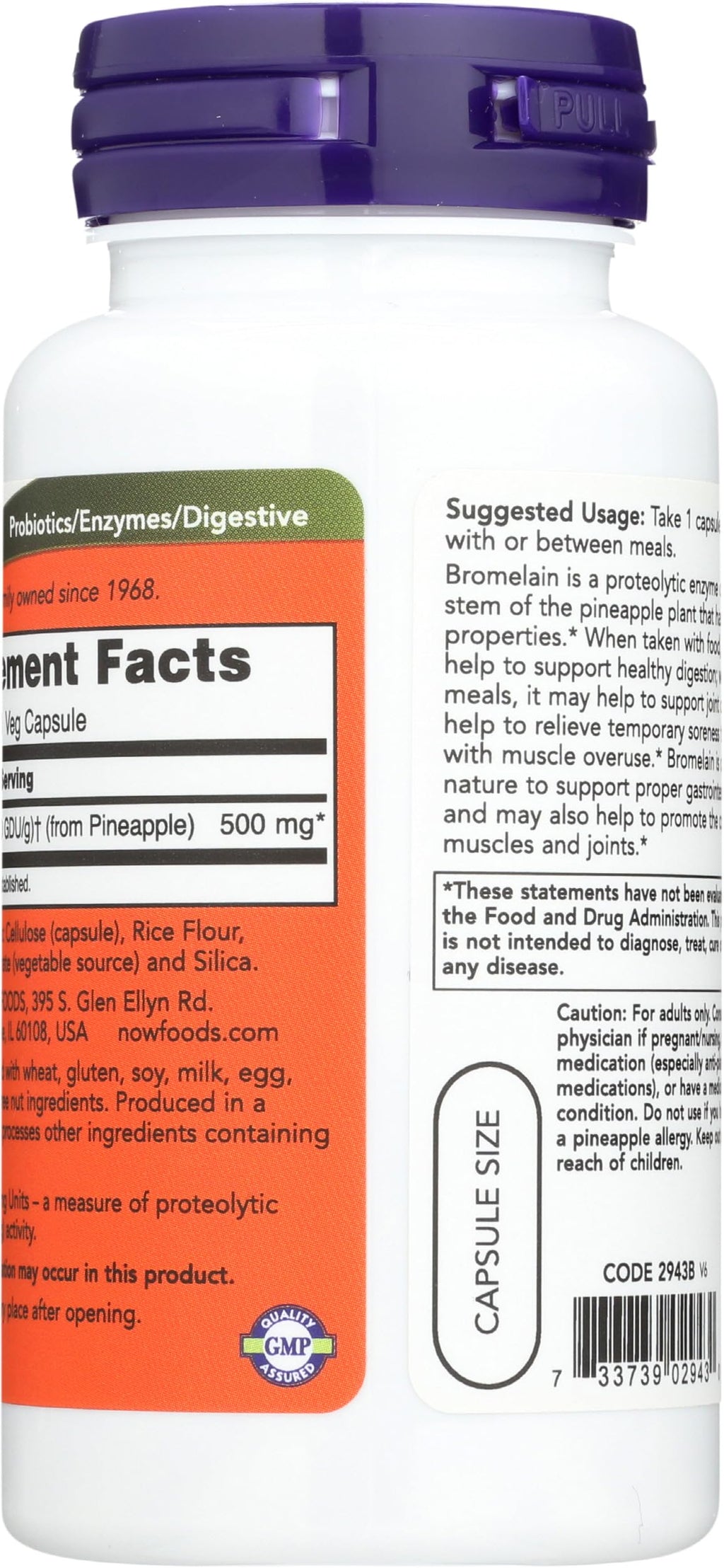 Now Foods Bromelain 2400 Digestive Support - 60 Vegetarian Capsules - image 2