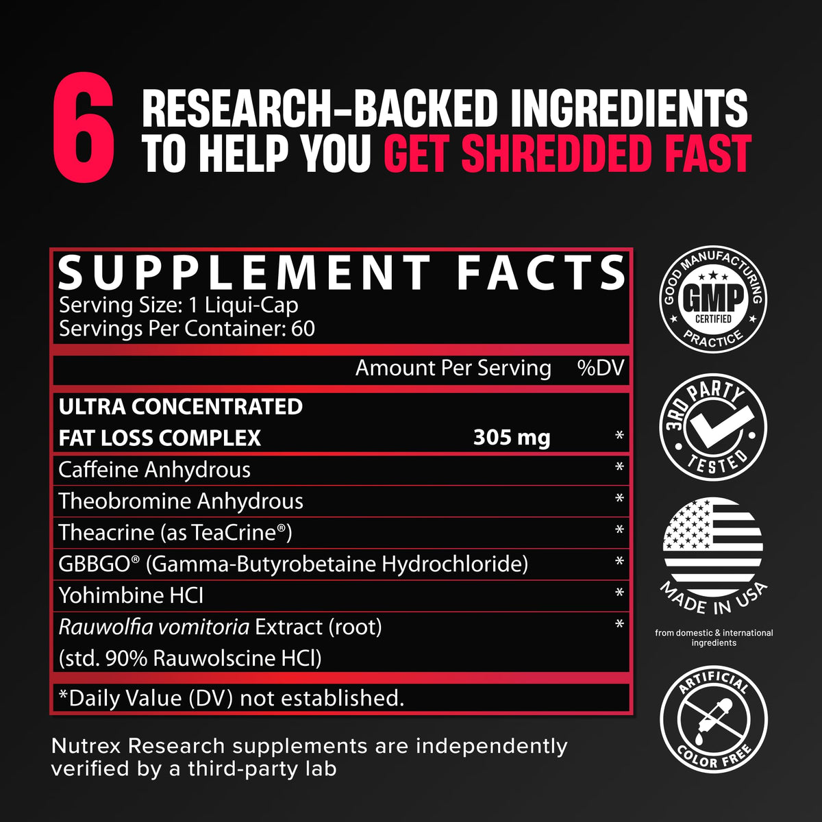 Nutrex Research Lipo-6 Black Ultra Concentrate Fat Burner - 60 Capsules - image 3