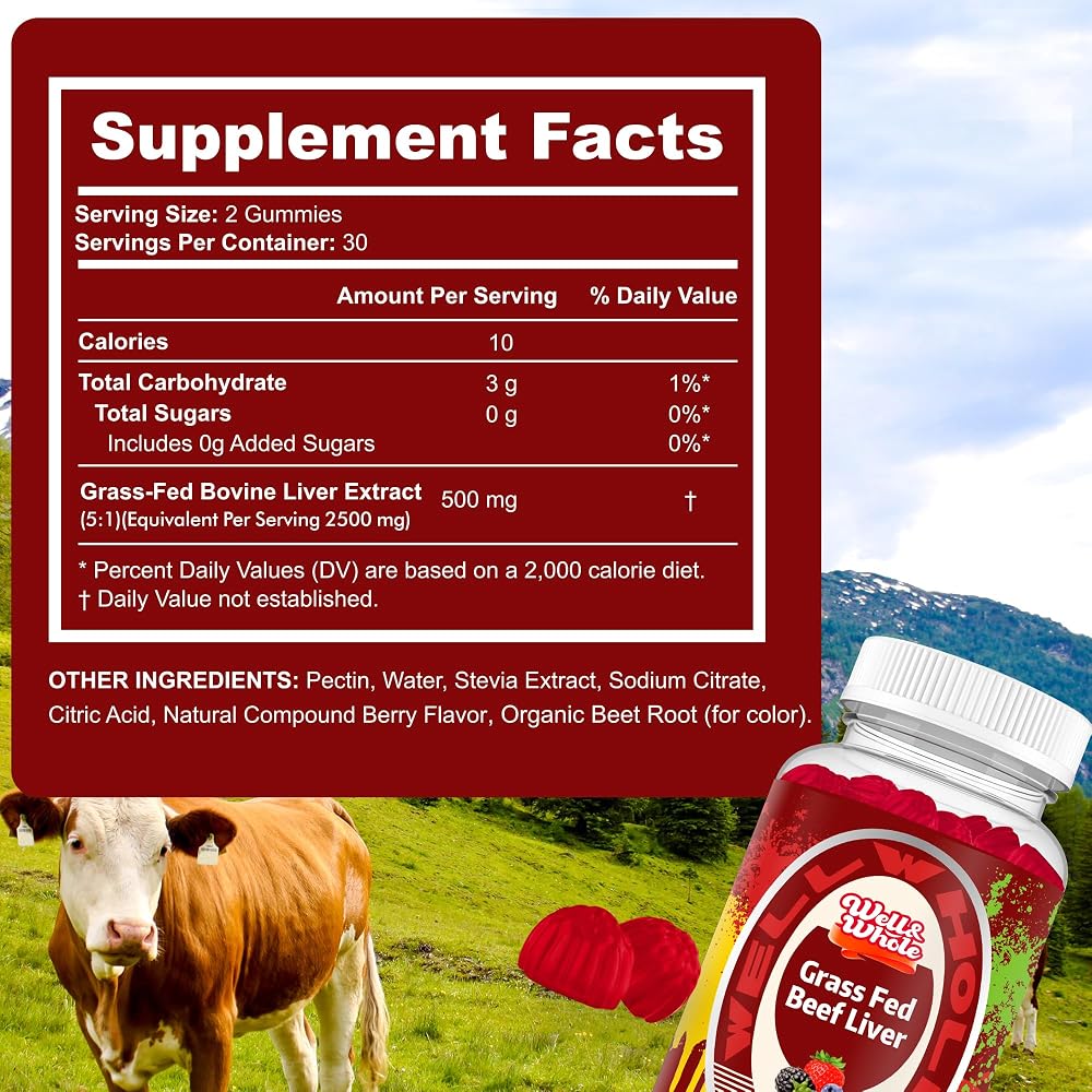 Well&Whole Grass Fed Beef Liver Gummies