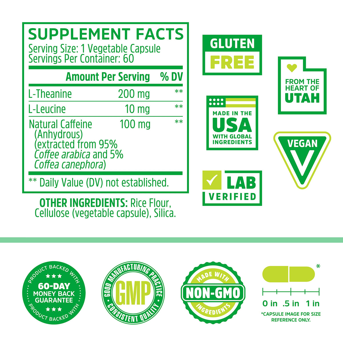 ZHOU Energy + Focus L-Theanine 200mg - 60 Vegetarian Capsules - image 2