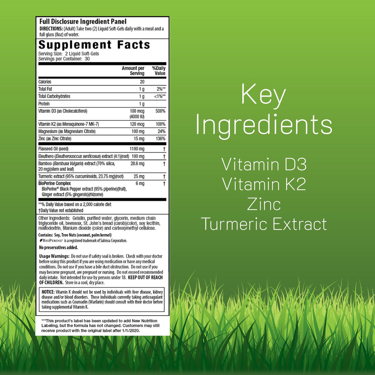 Irwin Naturals High Potency Mega D3 & K2 + Turmeric Extract