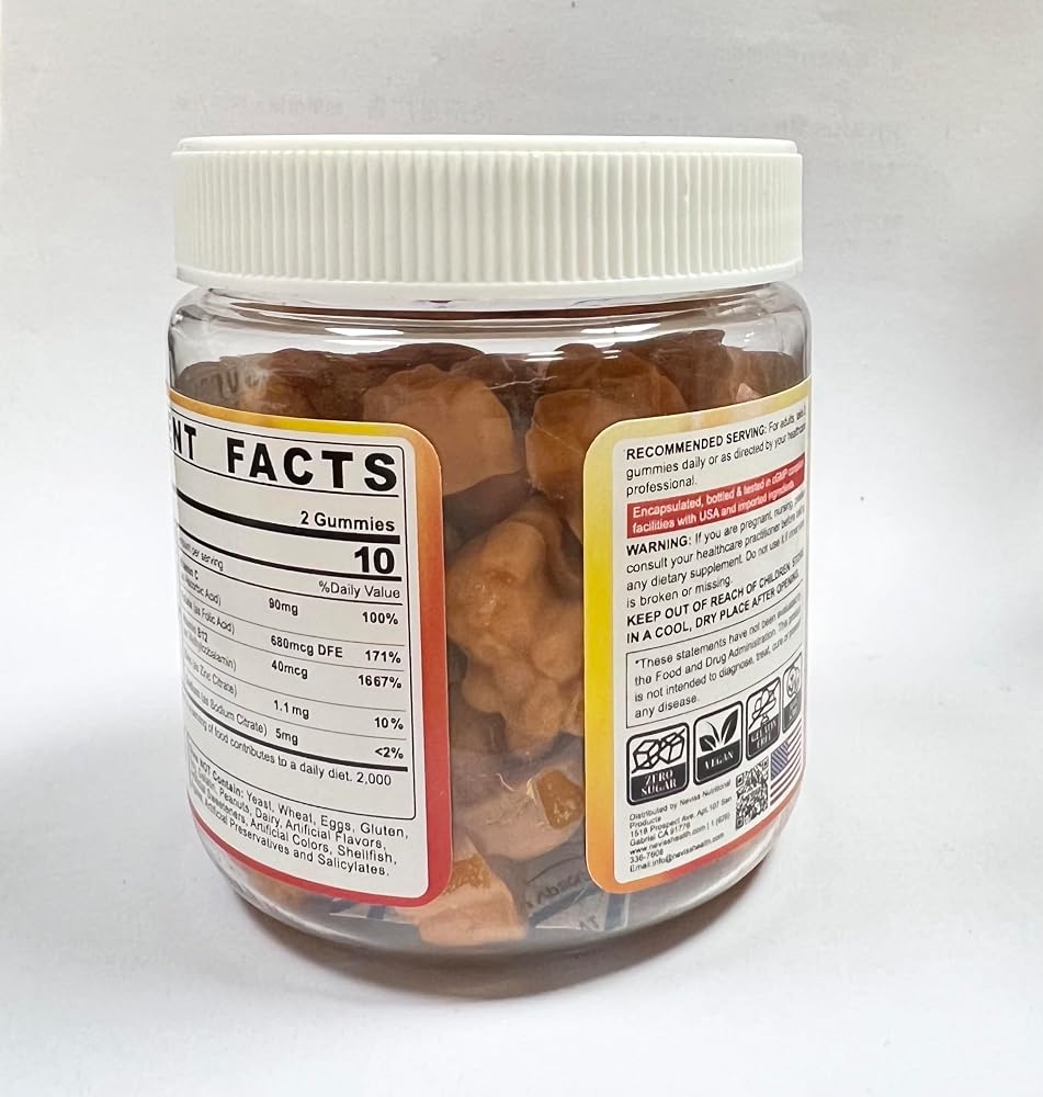 NEVISS Iron Gummies Supplement with Vitamin C, B12, Folate & Turmeric