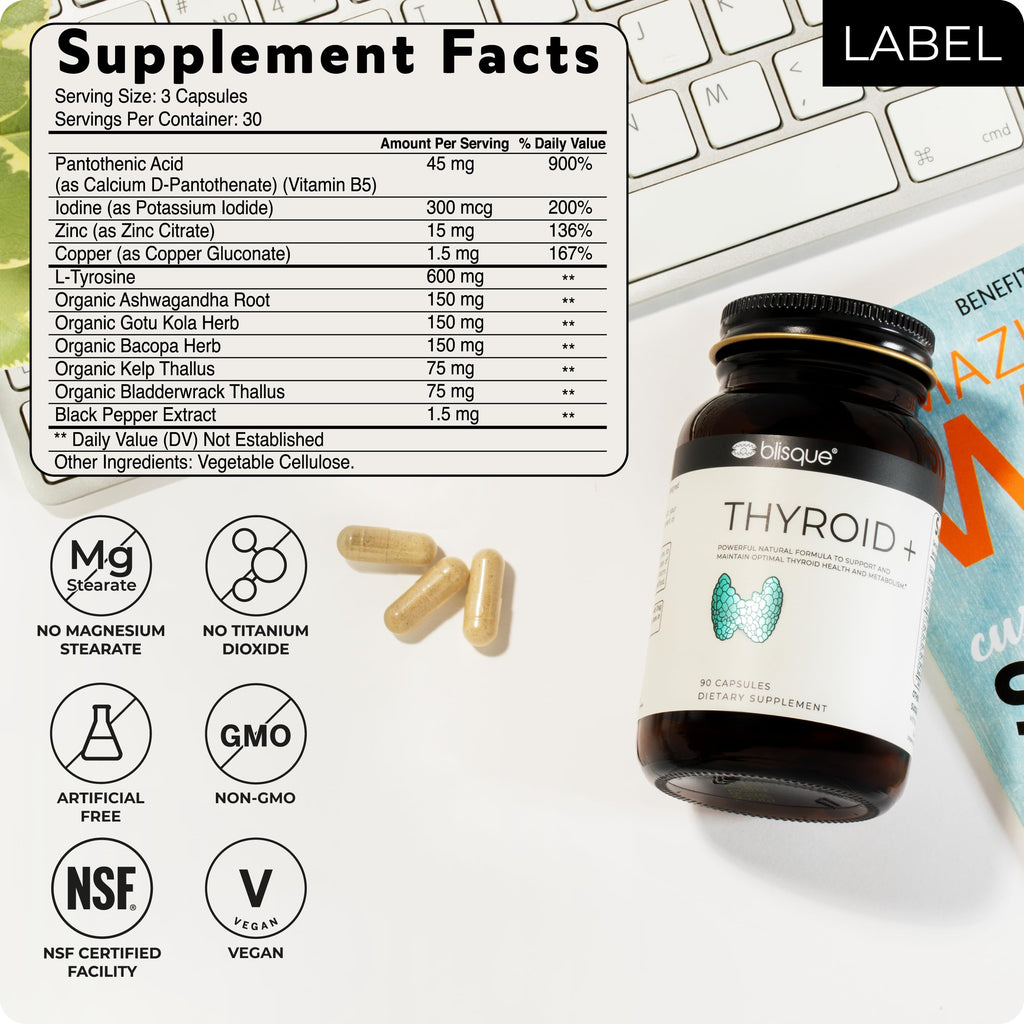 Blisque Thyroid Support Supplement Complex - 90 Capsules - image 6