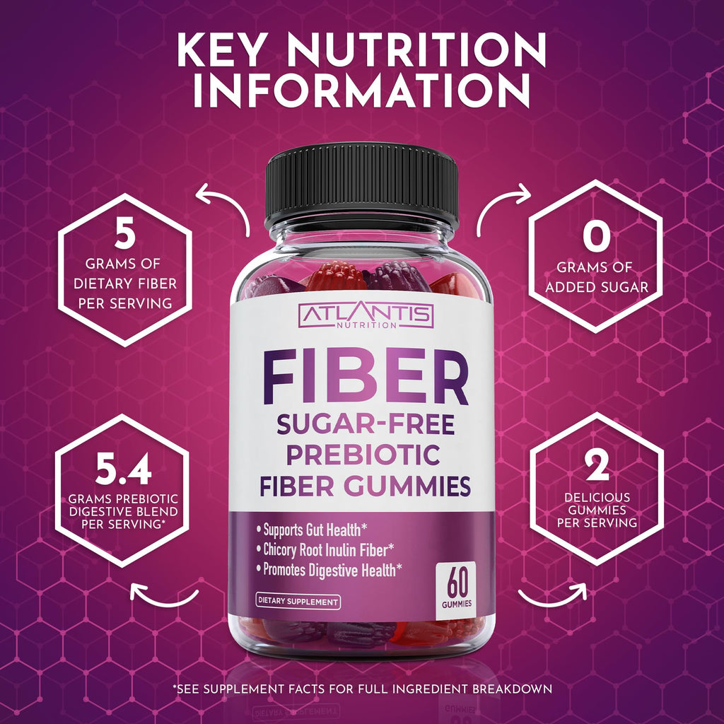Atlantis Nutrition Sugar Free Fiber Gummies for Digestive Health - 120 Gummies - image 8