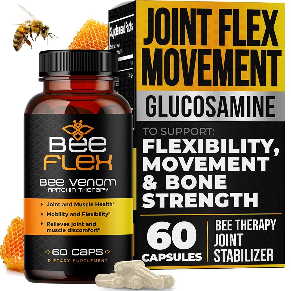 AURA VITAMINS Bee Flex Joint Support Glucosamine & Turmeric - 60 Capsules