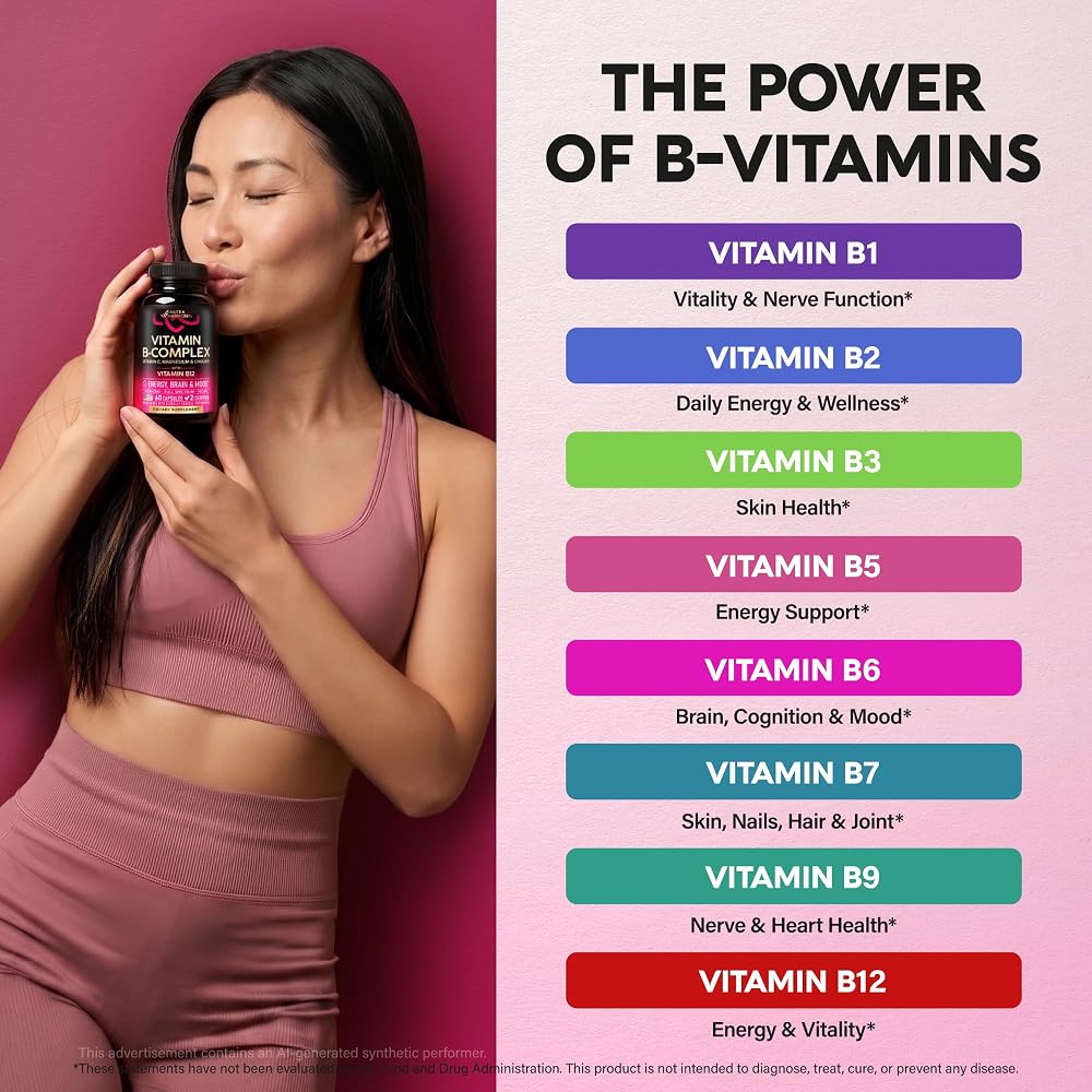 NUTRAHARMONY Vitamin B Complex for Energy & Stress Support - 120 Capsules - image 6
