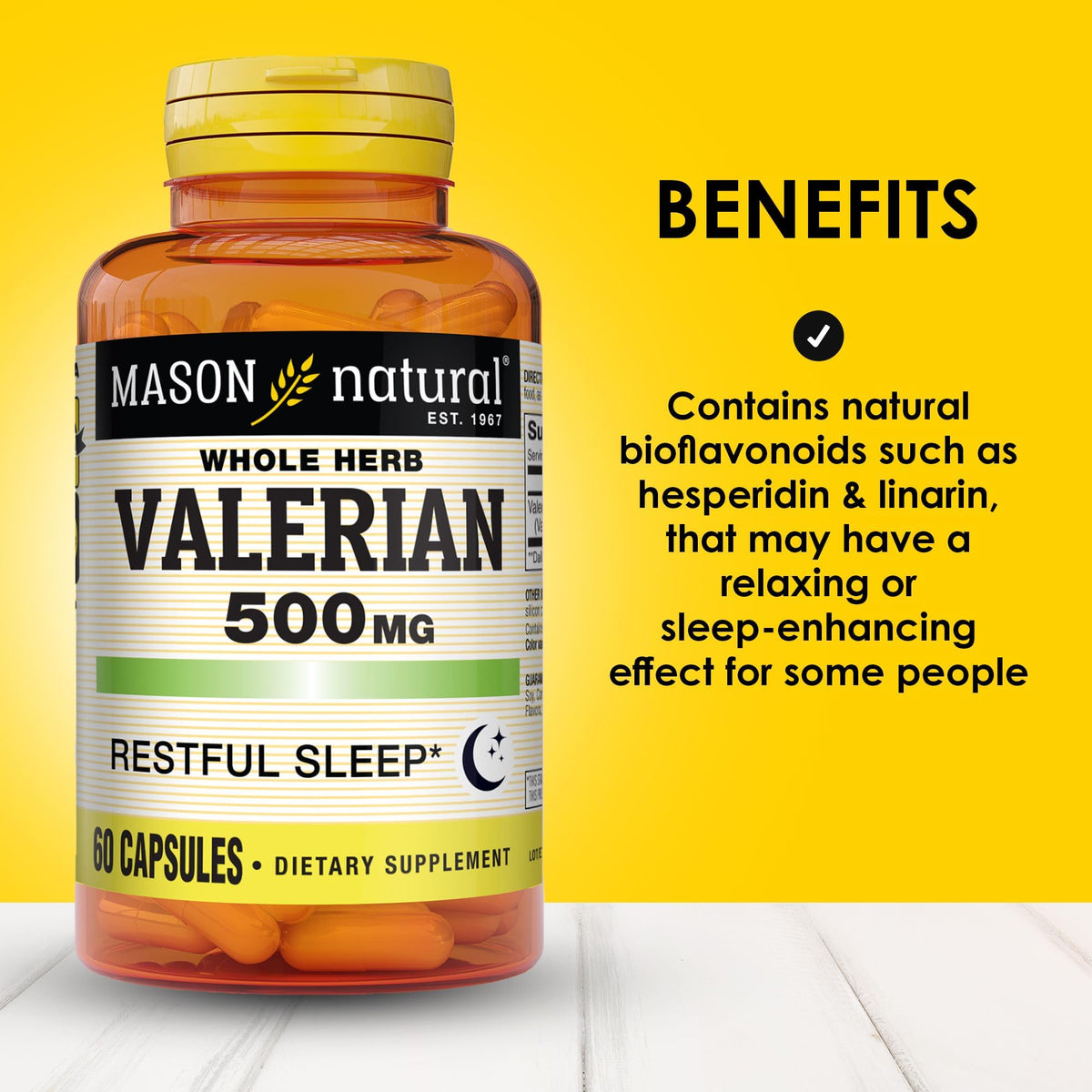 MASON NATURAL Valerian Root 500 mg Sleep Aid - 180 Capsules - image 2