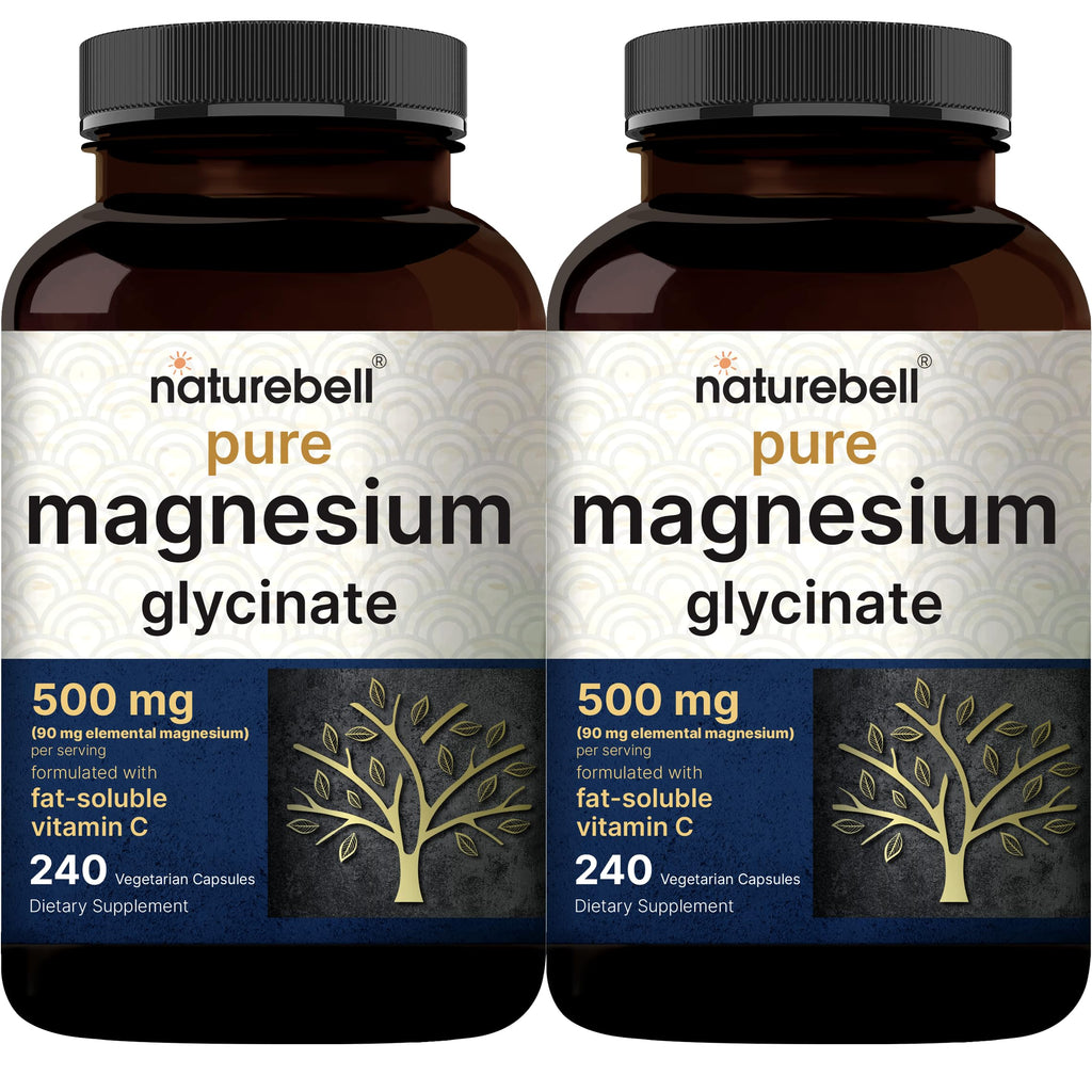 NatureBell Pure Magnesium Glycinate 500mg - 480 Capsules