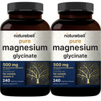 NatureBell Pure Magnesium Glycinate 500mg - 480 Capsules