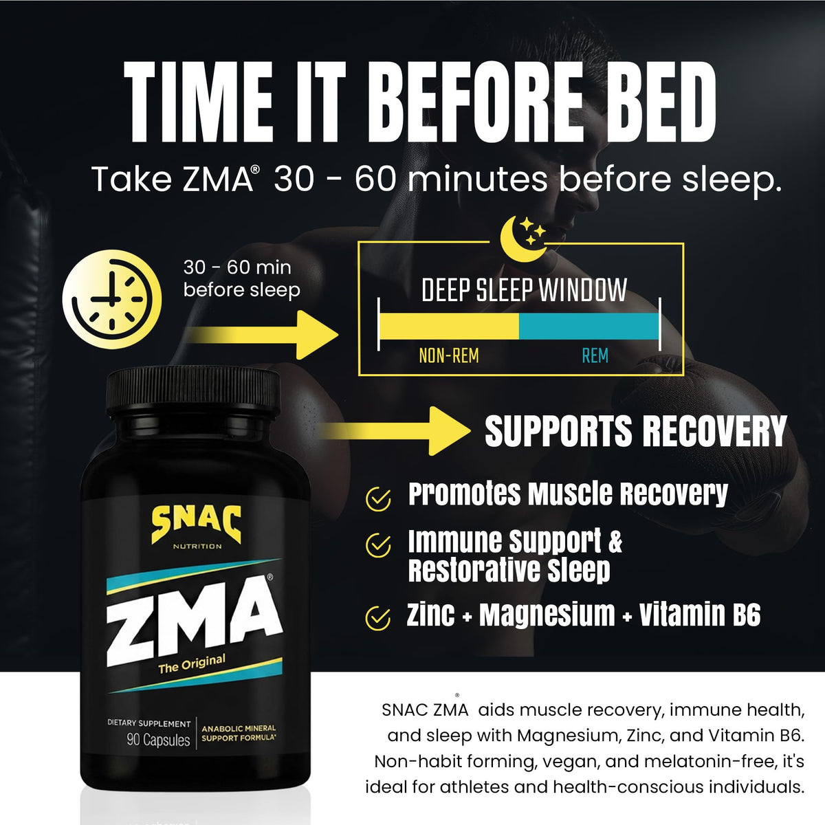 SNAC ZMA Sleep Recovery Supplement - 180 Capsules - image 5