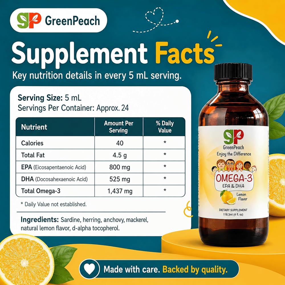 GreenPeach Omega 3 for Kids Liquid Fish Oil - 4 oz - image 8