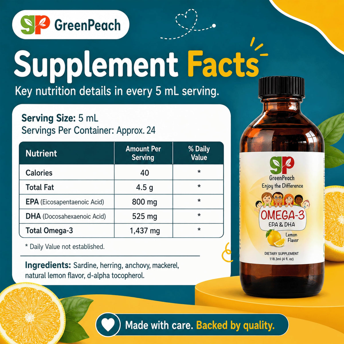 GreenPeach Omega 3 for Kids Liquid Fish Oil - 4 oz - image 8
