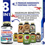 Tenmido Cayenne Pepper Extract with Berberine & Turmeric - 180 Capsules - image 2