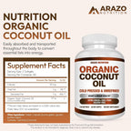 Arazo Nutrition Organic Coconut Oil 2000 MG - 120 Softgels - image 2