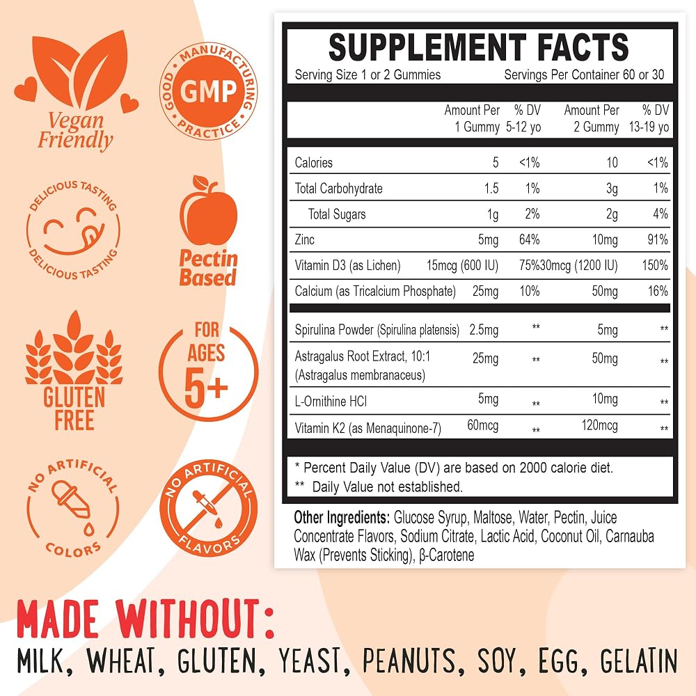OH MY CHEWY Height Growth Vitamin Gummies for Kids & Teens - 60 Gummies - image 4