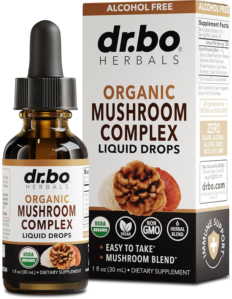 DR. BO Organic Lions Mane Mushroom Complex Liquid Drops - 1 Fl Oz