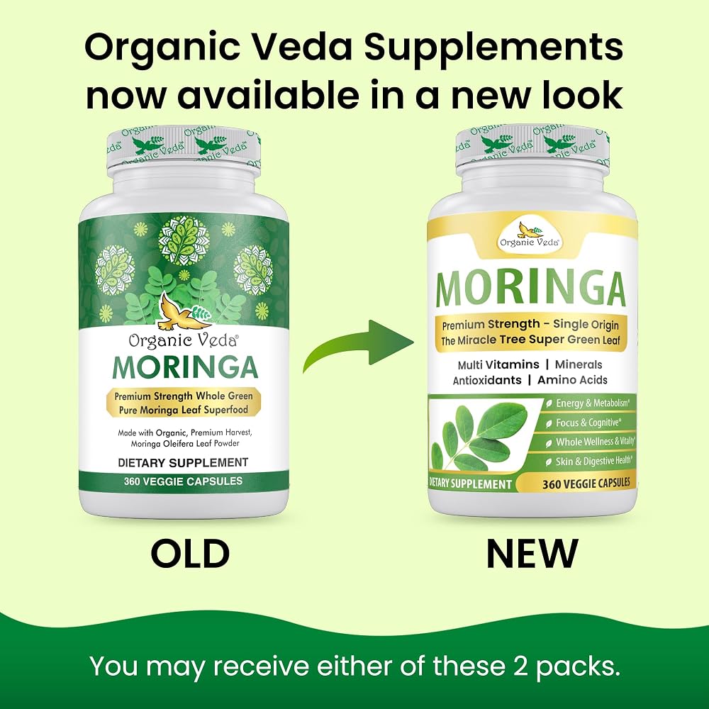 Organic Veda Moringa Capsule 1000mg - 360 Vegan Capsules - image 2