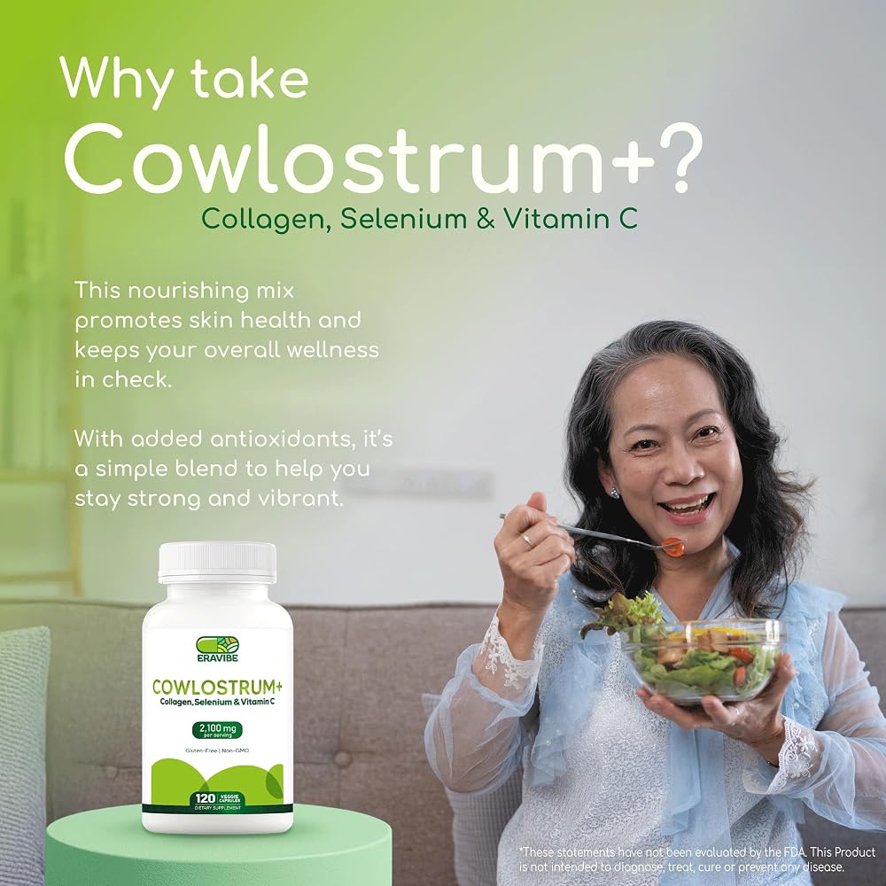 ERAVIBE Colostrum Supplement 4 in 1 with Collagen - 120 Vegan Capsules - image 2