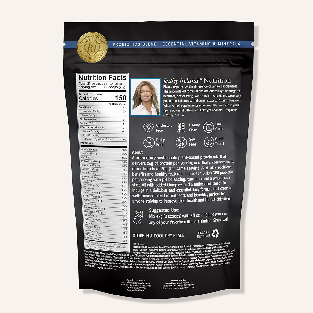 AMAXI Kathy Ireland Nutrition Plant-Based Protein Powder for Women - 29.6 oz - image 2