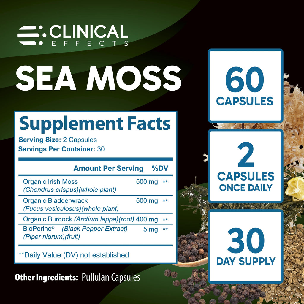 Clinical Effects Sea Moss Organic Capsules with Bladderwrack - 60 Capsules - image 7