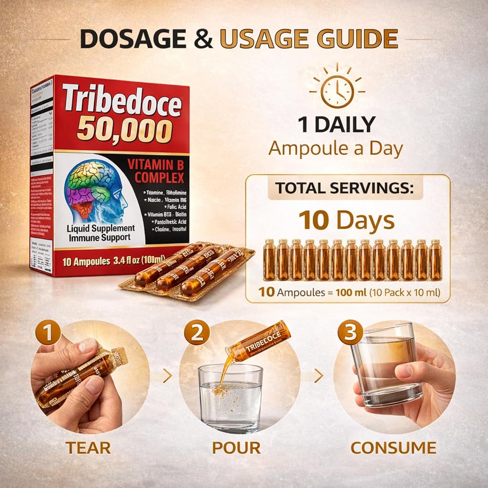Tribedoce Vitamin B Complex Liquid Supplement Immune Support - 10 Ampoules - image 4