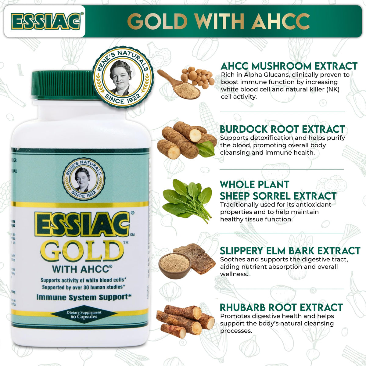 Essiac Gold with AHCC Immune Support - 60 Capsules - image 3