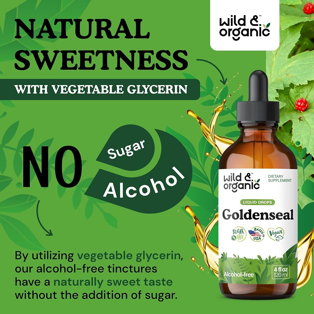 Wild & Organic Goldenseal Tincture - Organic Goldenseal Root Liquid