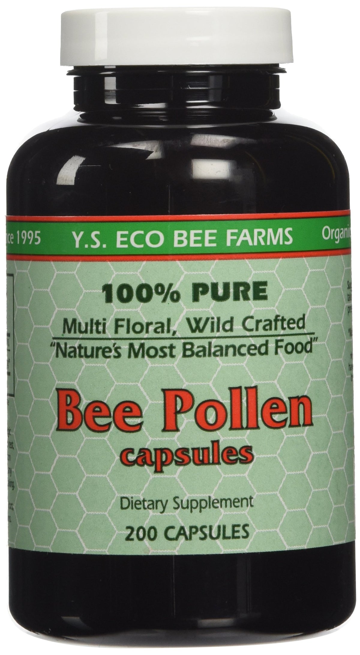 Y.S. ECO Bee Farms 100% Pure Bee Pollen 1,000mg - 200 Capsules