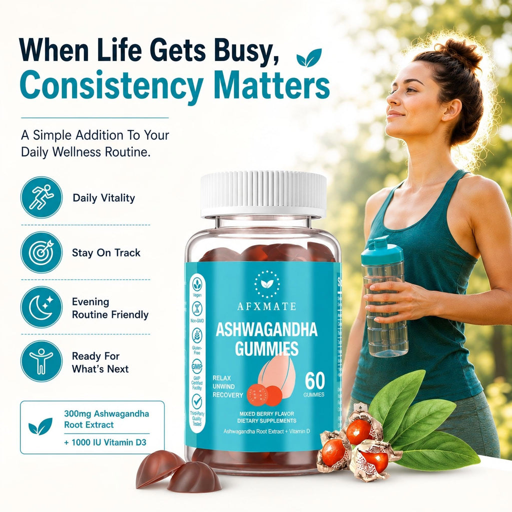 AFXMATE Ashwagandha Gummies with Vitamin D3 - 120 Gummies - image 5