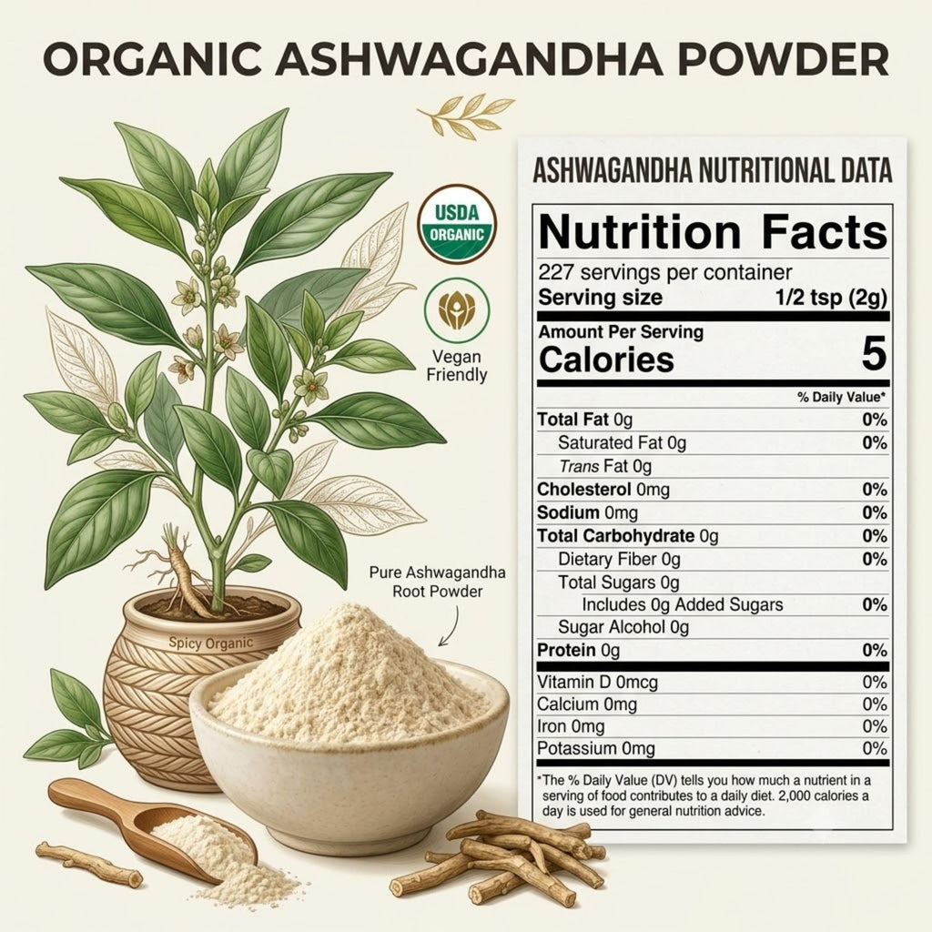 SPICY ORGANIC Ashwagandha Root Powder - 8 oz - image 2