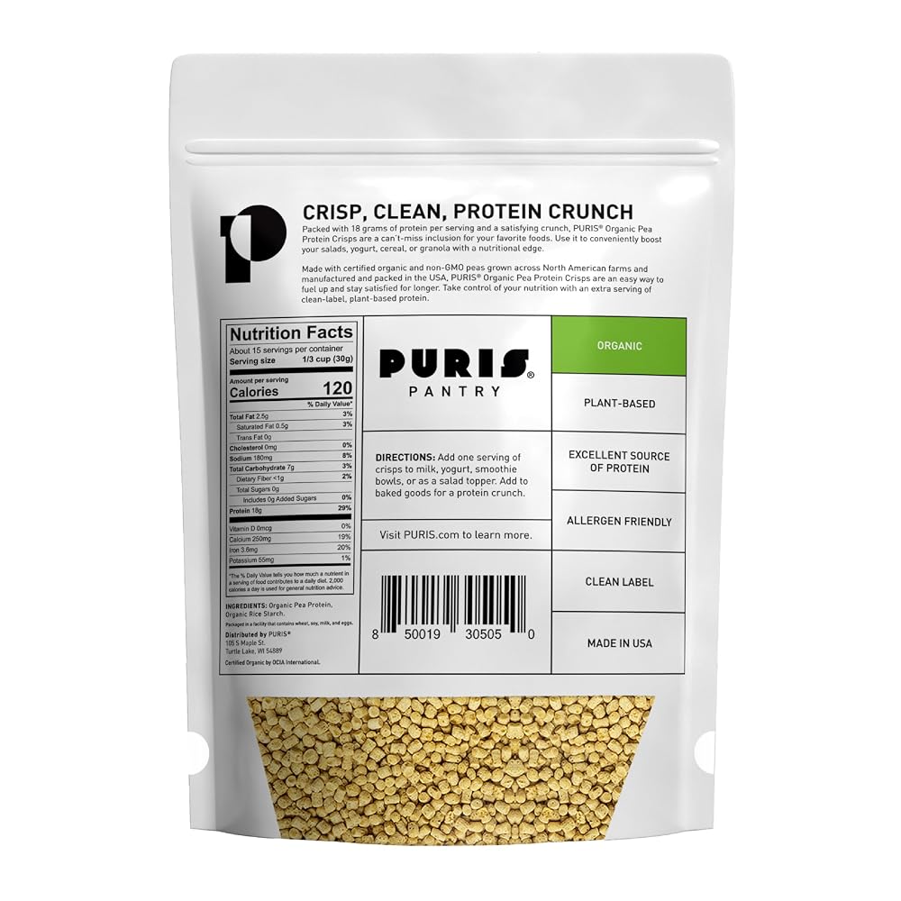 PURIS Organic Pea Protein Crisps, 18g Protein - 1 lb - image 2