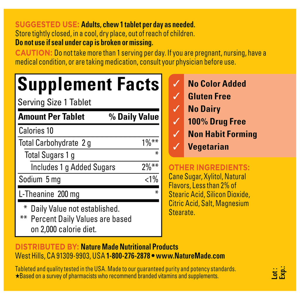 Nature Made L-Theanine 200mg Chewable Tablets - 50 Tablets - image 8