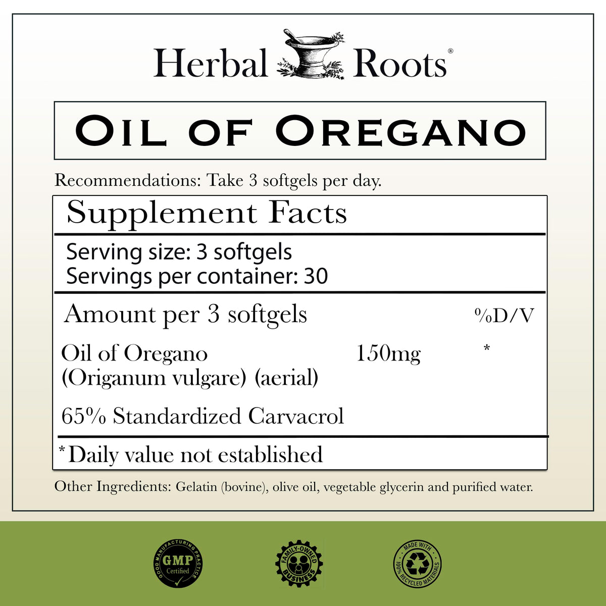 Herbal Roots Oil of Oregano Softgels 65% Carvacrol - 90 Softgels - image 2