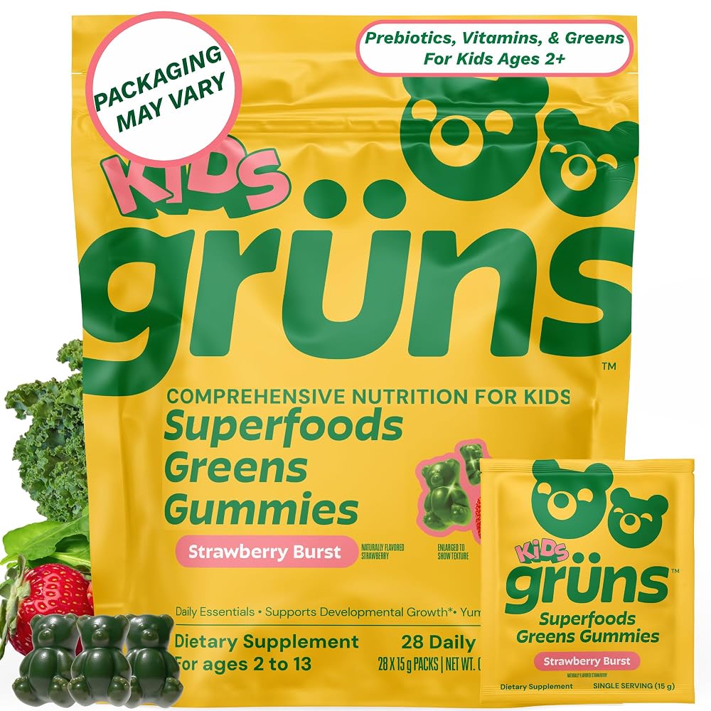 Grüns Kids Sugar Free Super Greens Gummy Bears & Greens Gummy Bears: