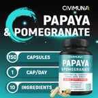 CIVIMUNA Papaya Capsules with Pomegranate & Apple Pectin - 150 Capsules - image 2