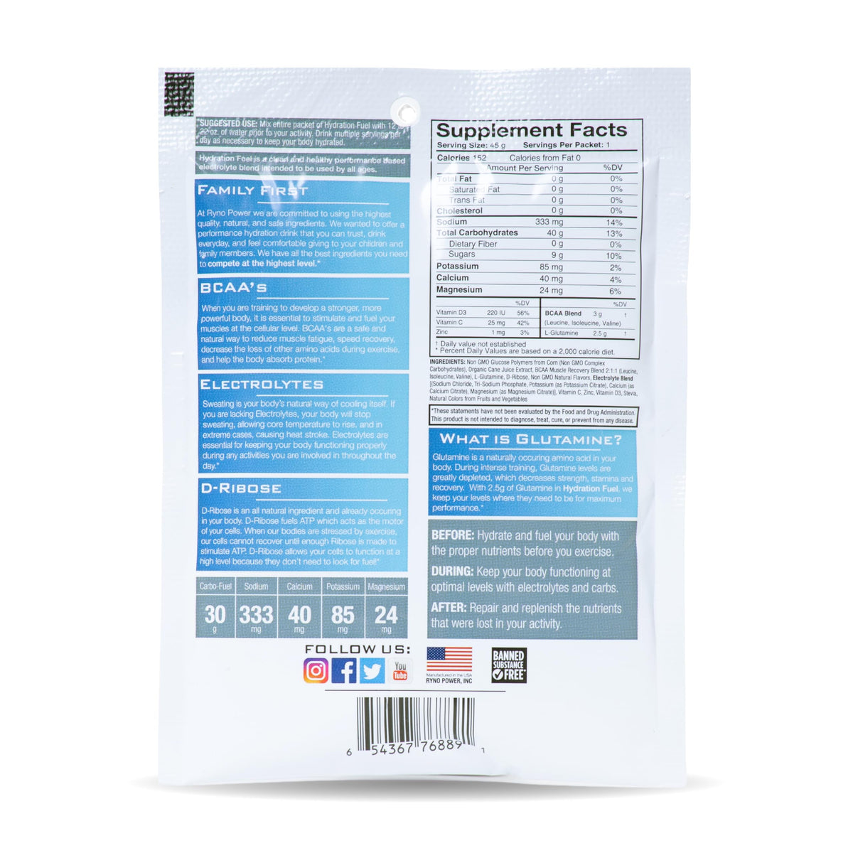 Ryno Power Hydration Fuel Electrolyte Drink Mix - 12 Servings - image 3
