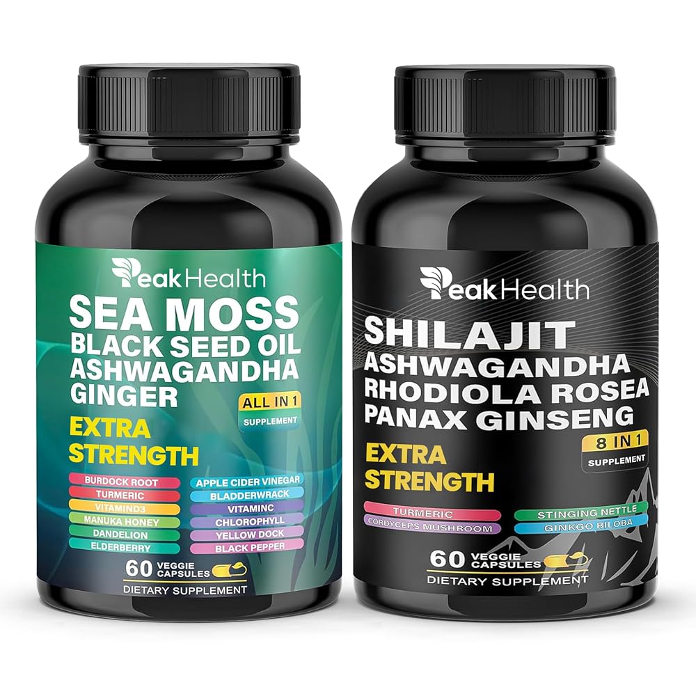 Peakhealth Shilajit and Sea Moss Bundle - 120 Capsules