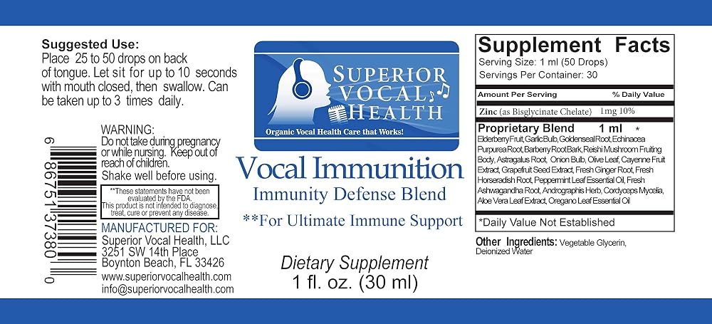 Superior Vocal Health Vocal Immunition Immune Formula - 1 Fl Oz - image 2
