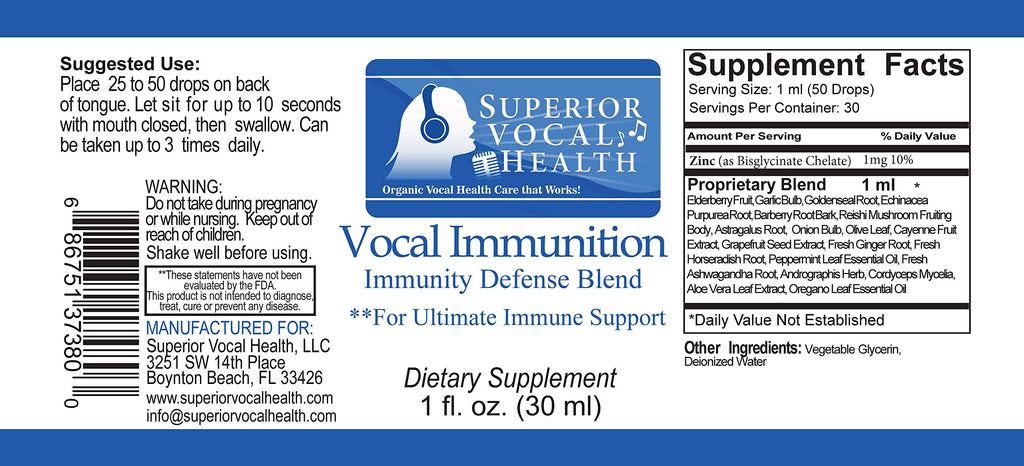 Superior Vocal Health Vocal Immunition Immune Formula - 1 Fl Oz - image 2
